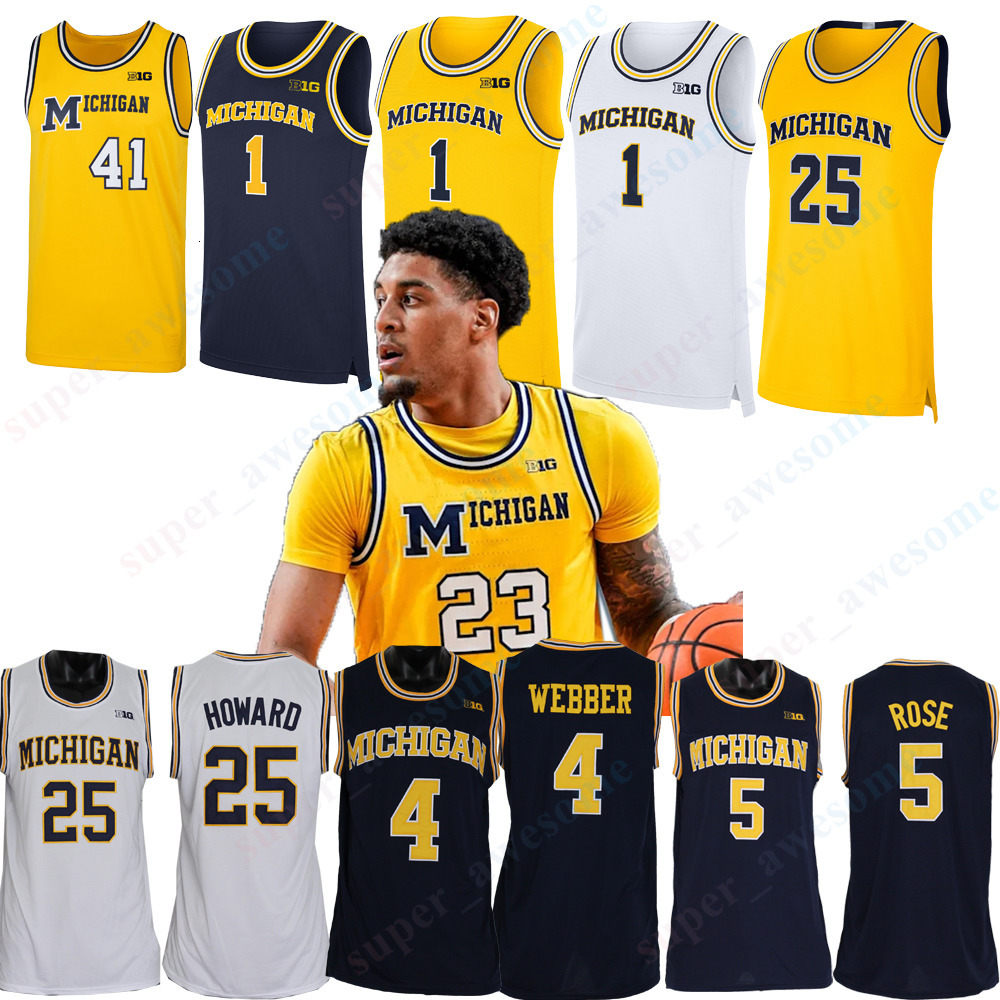 23 Yaxel Lendeborg UMich Basketball Jersey Morez Johnson Jr Aday Mara Trey McKenney Roddy Gayle Jr Nimari Burnett LJ Cason Franz Wagner Jalen Rose Chris Webber Poole