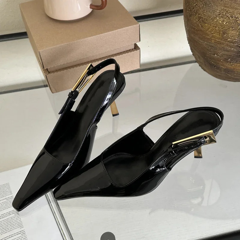 Eilyken Street Style Sexy Pointed Toe Metal Buckle Strap Women Pumps Stripper Sandals Slingback High Heels Female Shoes 260208