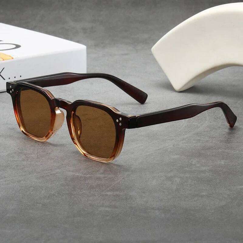 Retro Square Men Rivets Sunglasses Shades Outdoor UV400 Fashion Women Green Sun Glasses for Sunscreen Travel Cycling Y260207