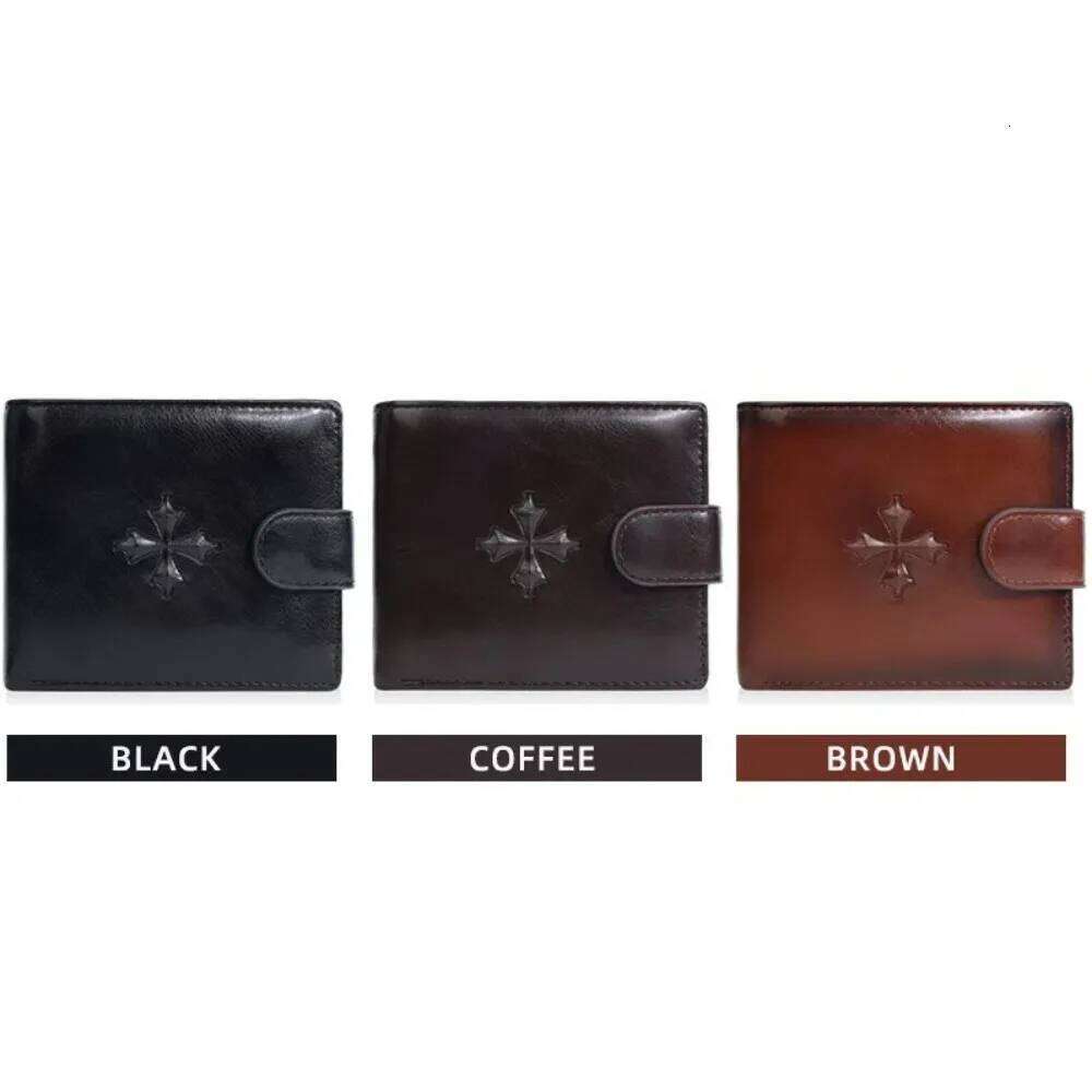 Cross 3 Fold Wallets PU Leather ID Badge Holder Anti-theft Cash Bag Solid Color Urban Recreational Style Men's Short Wallet Y260206