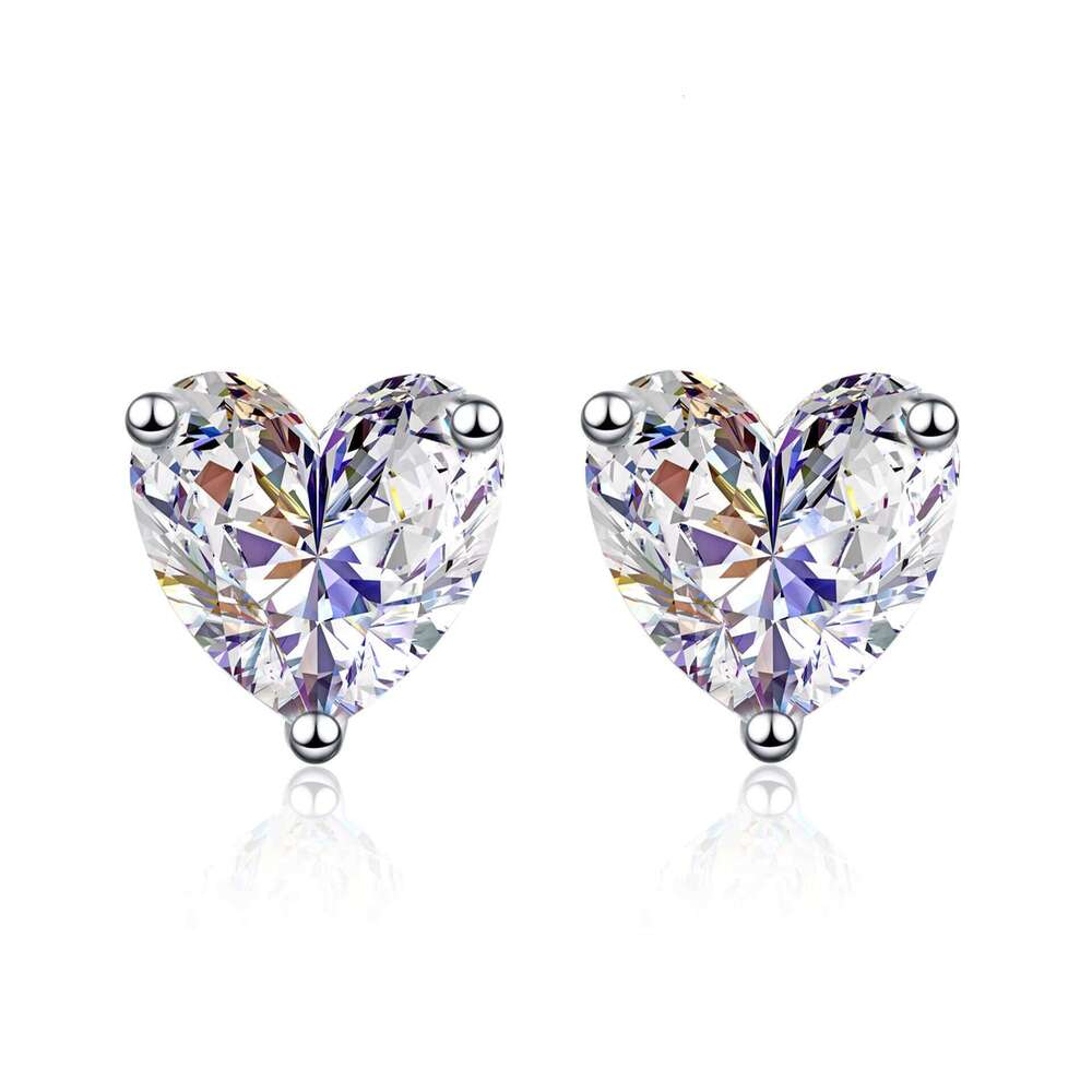Wholesale Silver Elegant Fine Gemstone Luxury Diamond Emerald Cut 1Ct Moissanite Stud Earrings