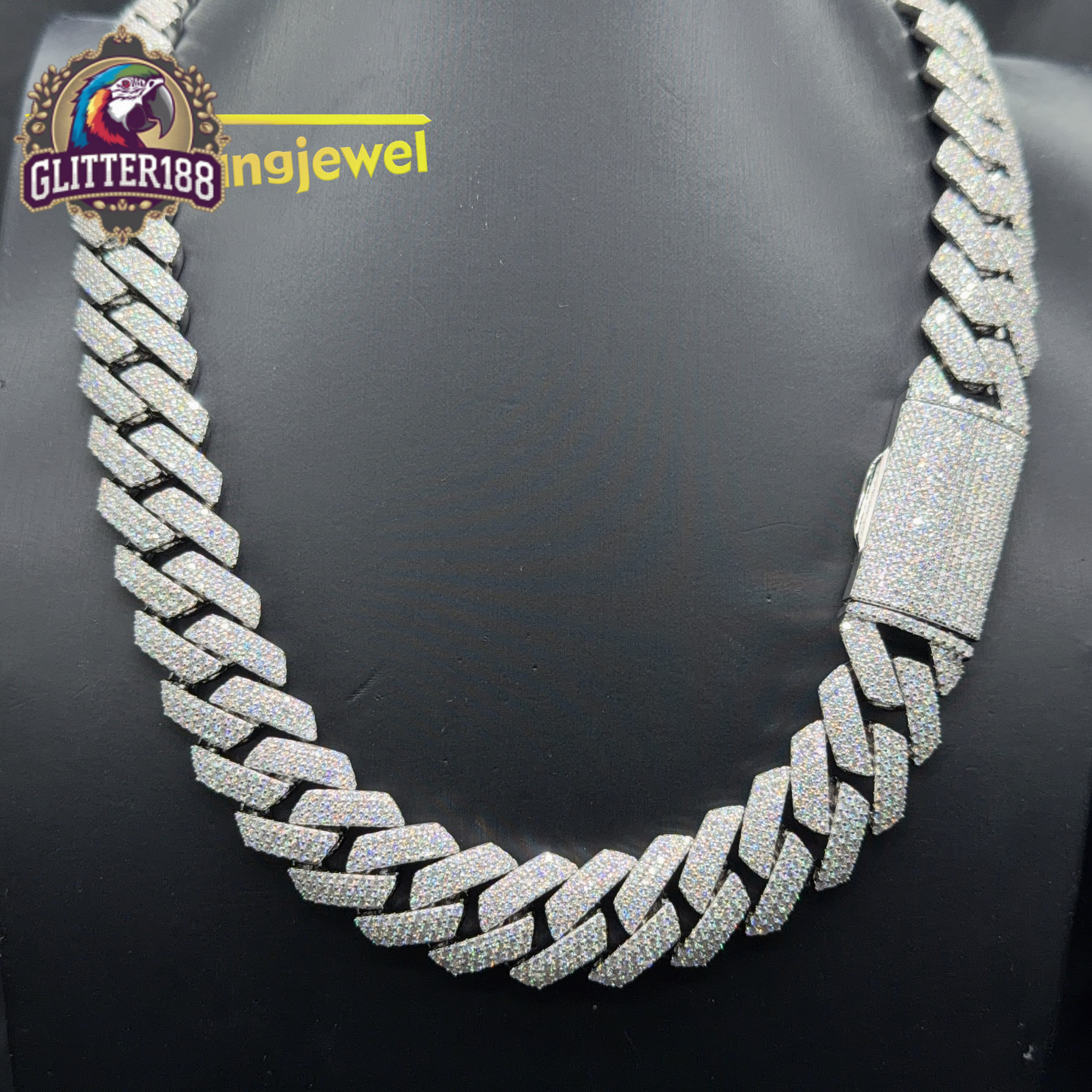 15mm 925 Silver Iced Out Cuban Link Chain Moissanite Diamond Hip Hop Jewelry Cuban Chain Moissanite Pass Diamond Tester
