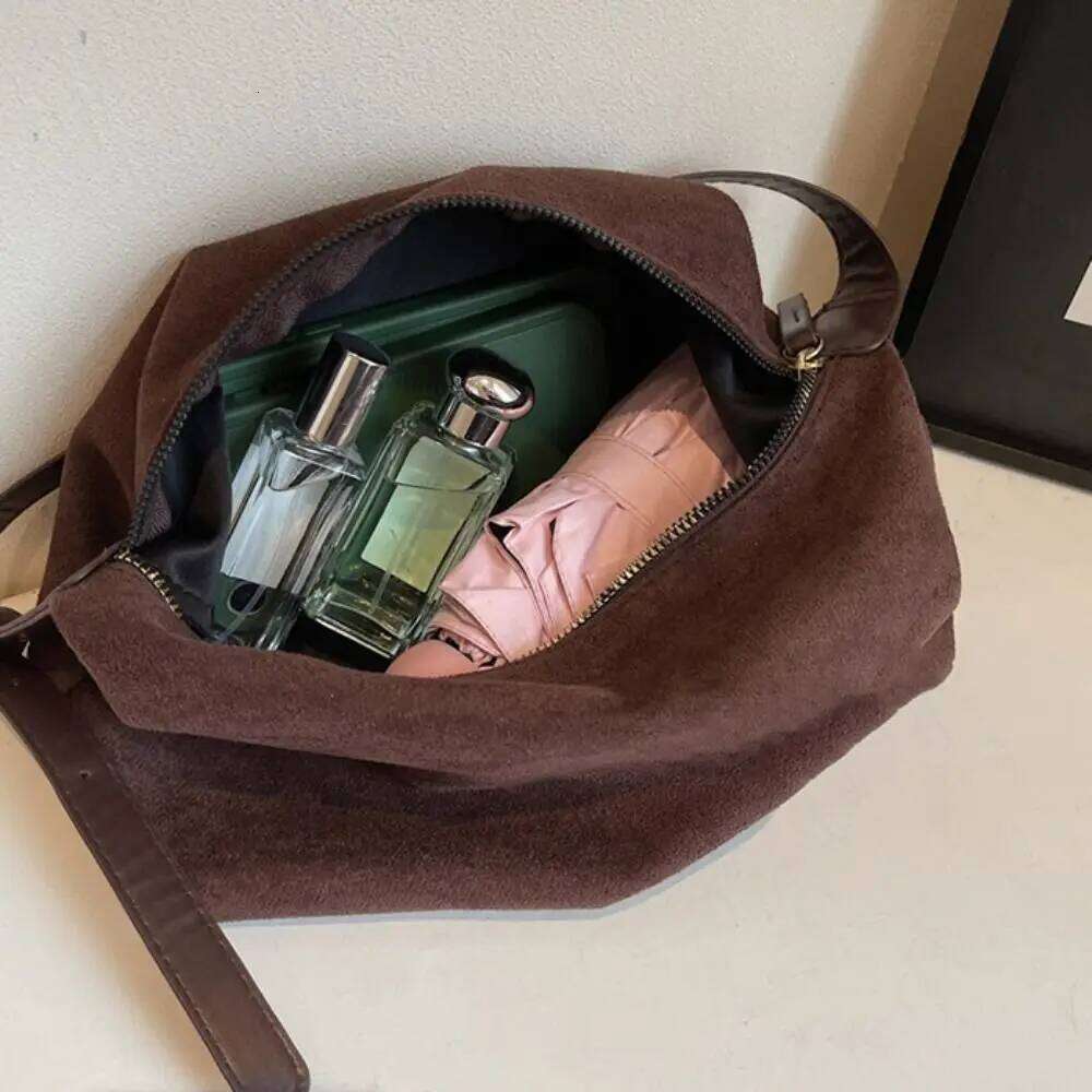 Casual Handbag Suede Shoulder Solid Color Fashion Hobo Korean Style Large Capacity Ladies Tote Bag Shopping C260207