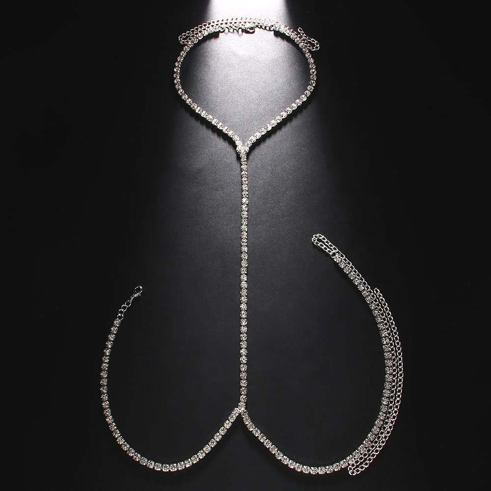Full Rhinestone Chest Chain Bikini Body Jewelry Sexy Necklace Crystal Harness Cosplay Lingerie Women Accessory Nightclub 260120