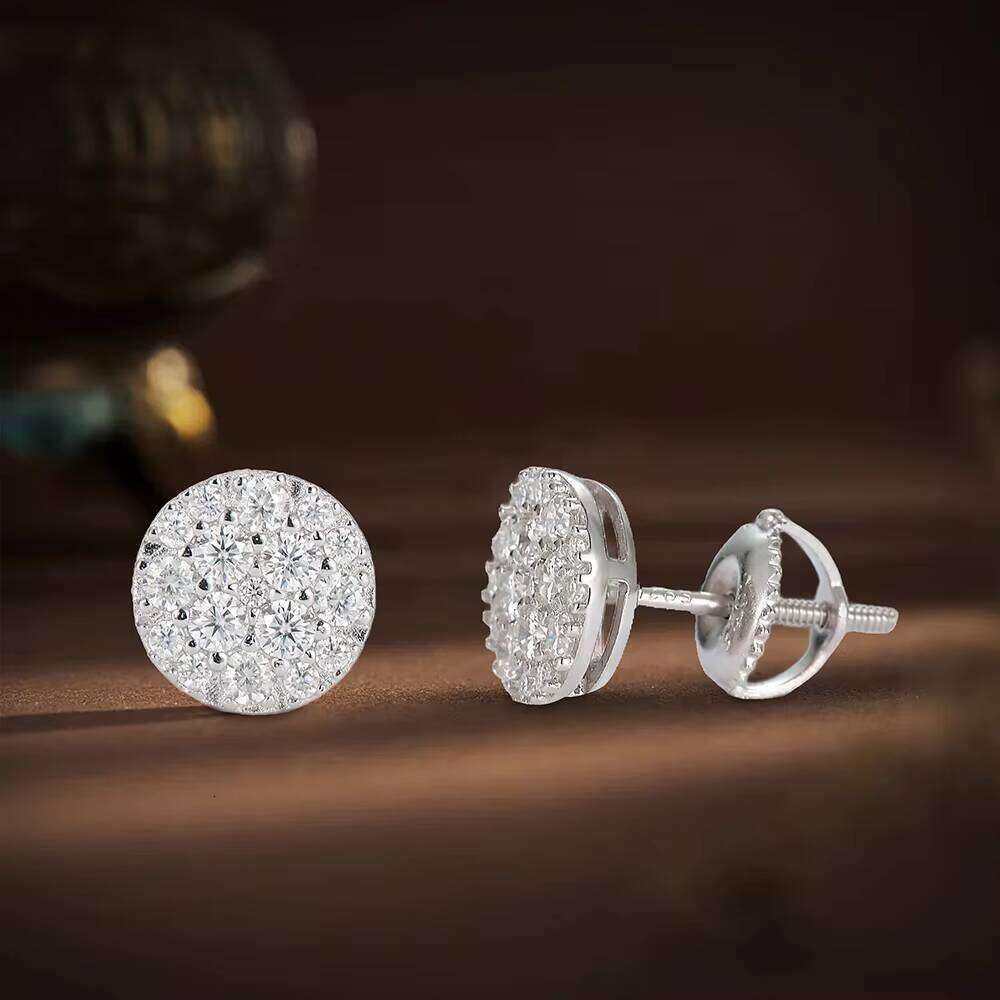 Pass Tester GRA Certified VVS Diamond Iced Out 925 Sterling Silver Jewelry Moissanite Stud Earrings