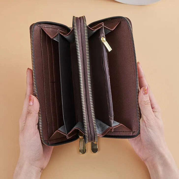 New European American Large Capacity Dual-Zipper Phone Bag Ladies' Long Wallet Printed Letter Clutch Unisex Multi-Function Card Holder Luxury Wal