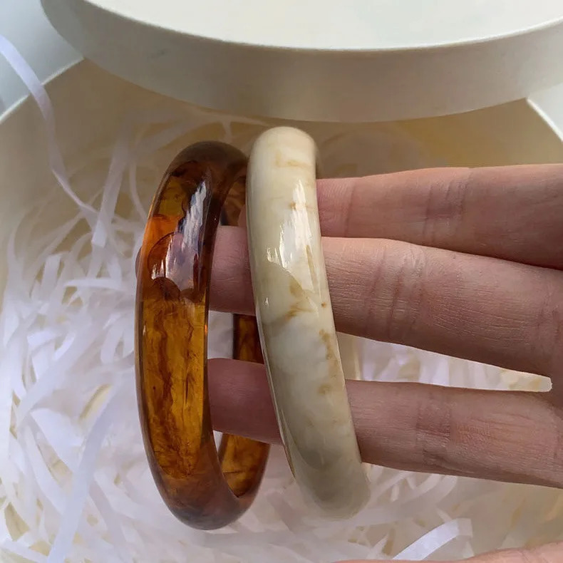 Korean vintage Geometric Round Resin Acrylic Cuff Bangle Bracelet For Women Girl Fashion Charm Party Wrist Jewelry 260120