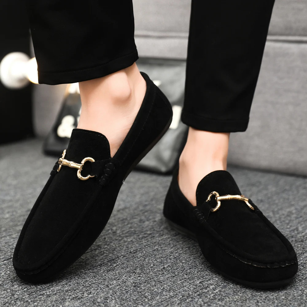 Spring and summer leisure fashion pea shoes suede horse bit buckle lazy comfortable trend black work 260121 - view 6