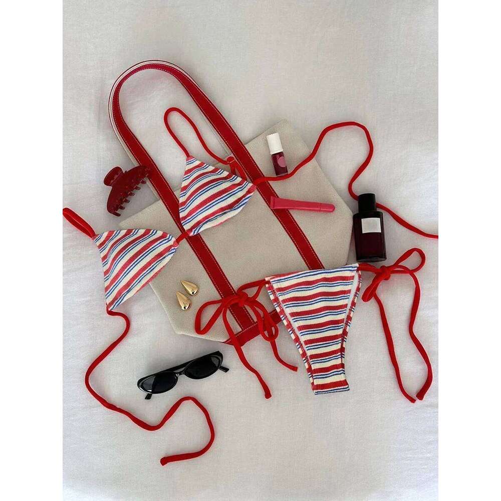 Women's Sexy Push-Up Two-Piece Swimsuit 2025 Bathing Suit Micro Beachwear Stripe Bikini Set Swimwear Trendy Mciro C260207