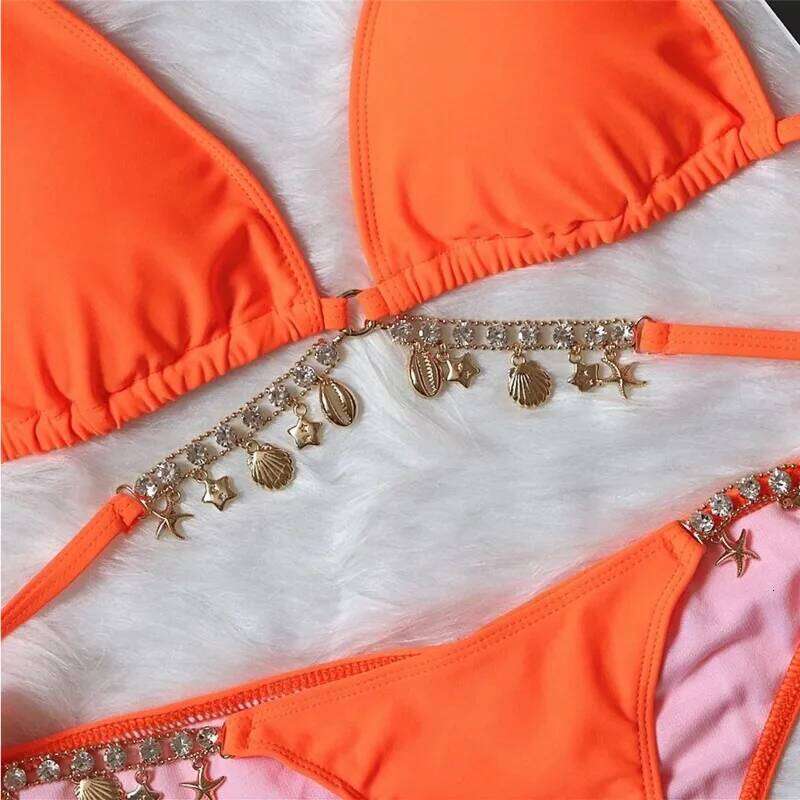 Sexy Bikinis 2025 Women's Solid Color Swimwear Female Swimsuit Swim Wear Bathing Suit Brazilian Bikini Set Beachwear Pool Bather C260207