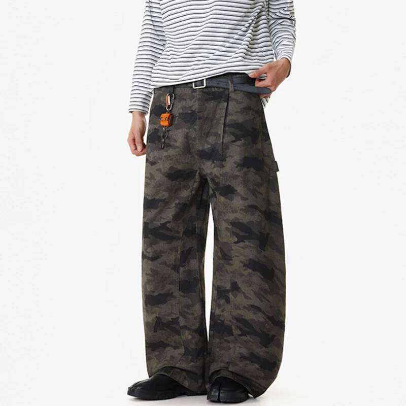 IEFB American Style Men's Casual Pants Camouflage Straight All-match Vintage Bottom Wide Leg Loose Male Trousers 9X839