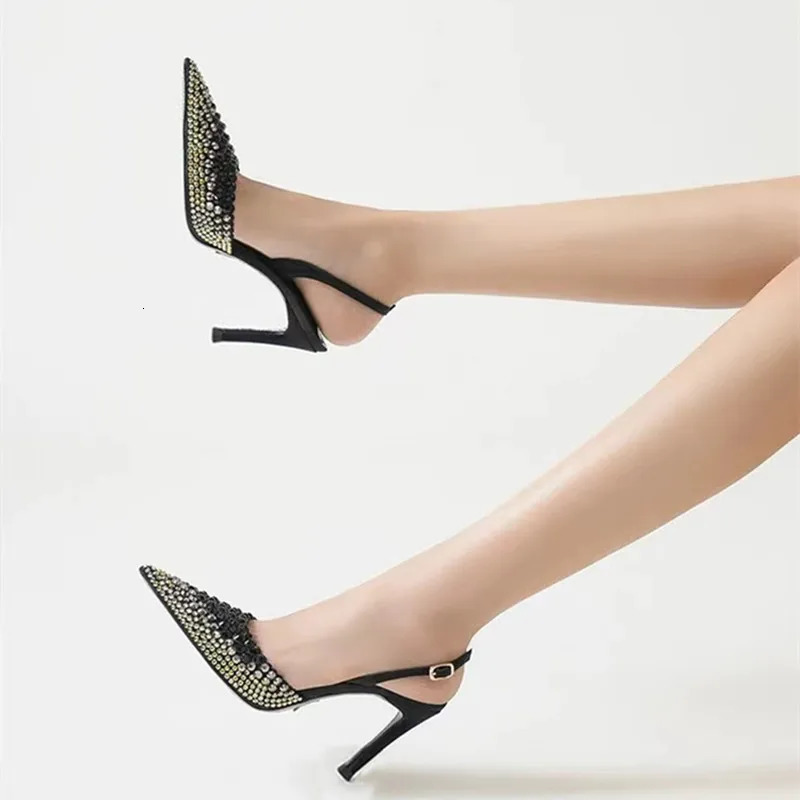 Star style Gradient s Pointed toe Stiletto High heel Sandals Fashion Spring Summer Slingbacks Party Prom Shoes 260208