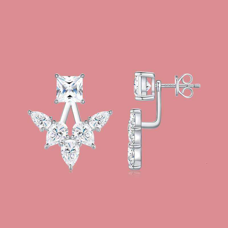 Unique Design Moissanite Simple High-End 925 Sterling Silver Jewelry Women's Exquisite Light Luxury Style Earrings