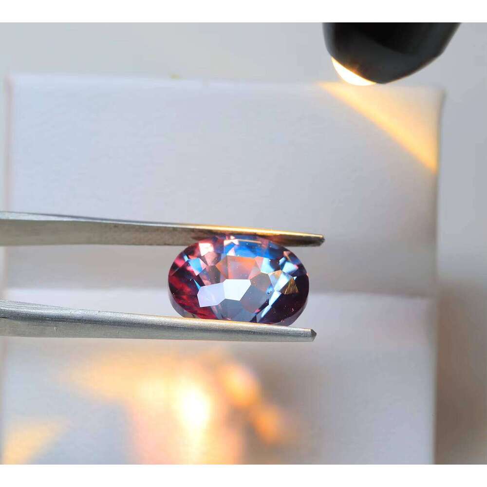 Lab Grown Gemstone Well Polished Oval Shape Alexandrite Faceted Cut Synthetic Color Change Stone Gift For Her