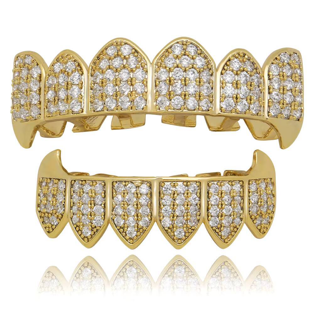 Popular Hip Hop Diamond Grillz Teeth 18k Moissanite Grillz for Men Women Exaggerate Zircon Hip Hop Teeth Grillz