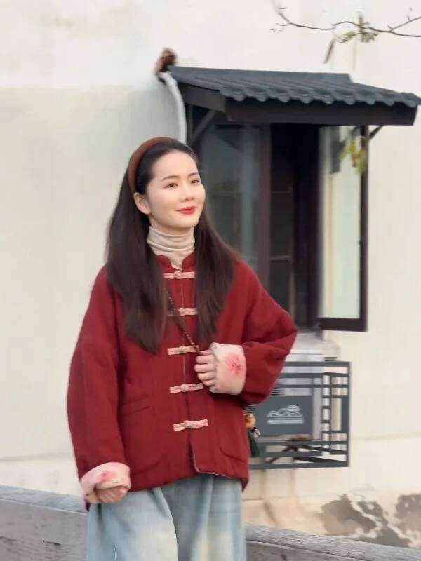 New Chinese Sle Double-Sided Wear Cotton Jaet With Button Design Retro National Trend Large Size Straight Tube Sve