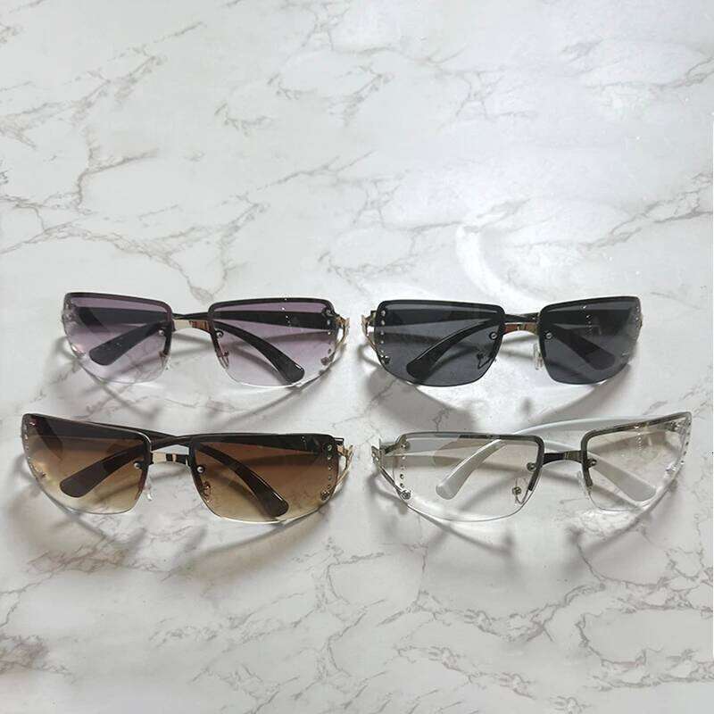 New Sunglasses Luxury Brand Design Fashionable Y2K Women Sun Glasses Camping Cycling Fishing Retro Frameless Uv400 Men Sunnies Y260207