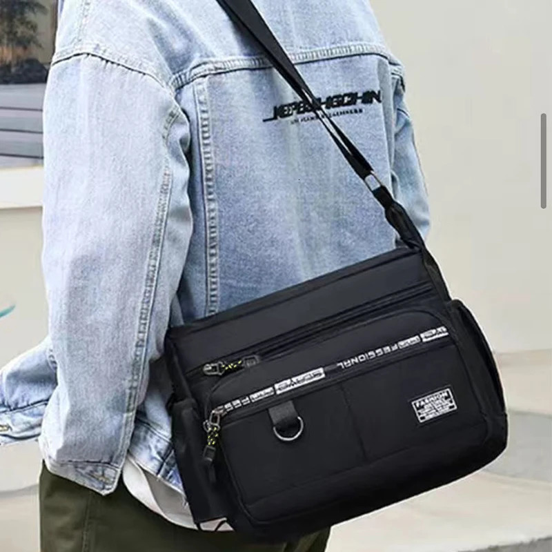 Mens crossbody bag with multilayered pockets adjustable shoulder strap business singleshoulder w251218