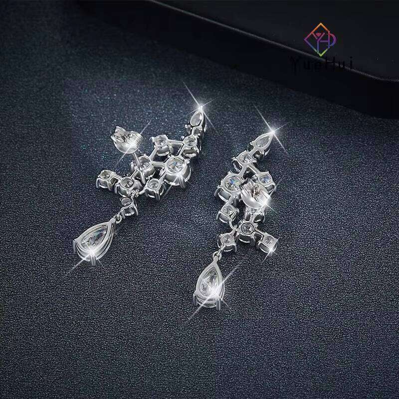 Jewellery Elegant Large Gra Certified 6.1Ct 5*8Mm Pear Cut 925 Sterling Silver Women All Moissanite Drop Earrings