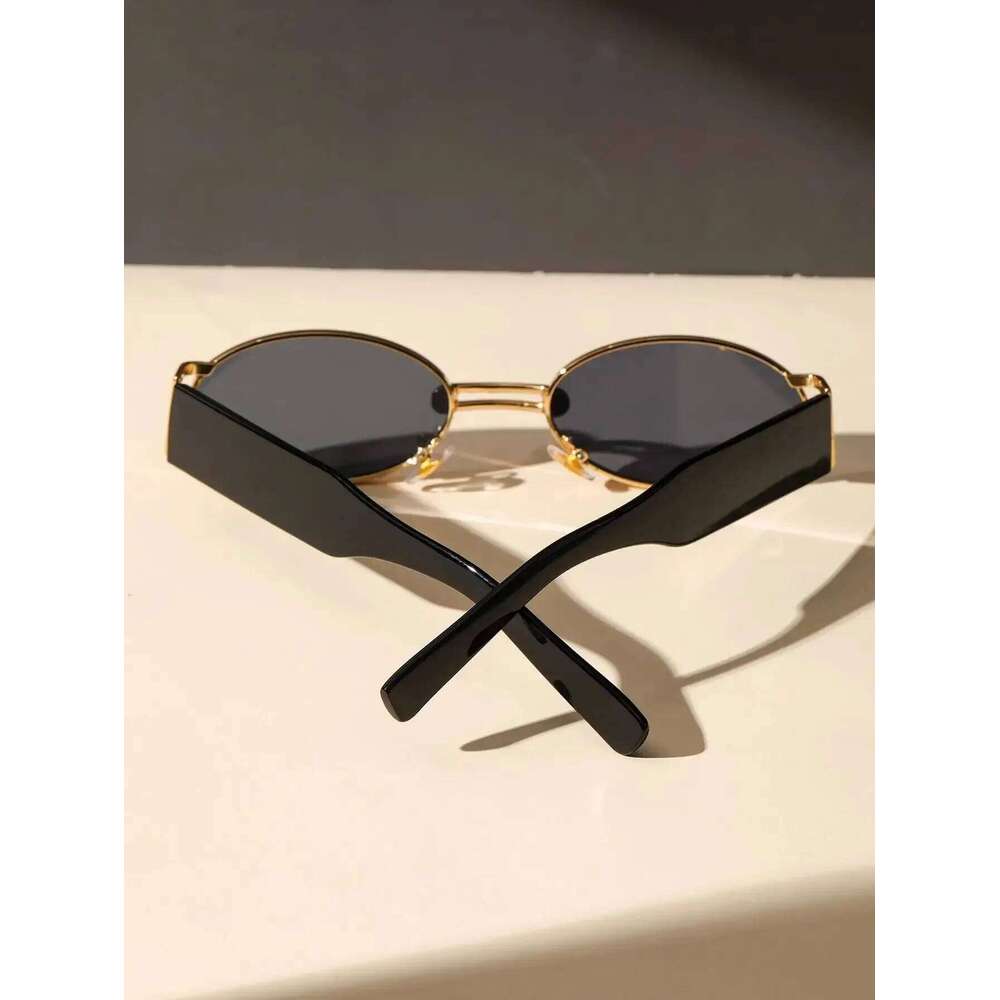 Vintage Small Oval Punk Sunglasses Women Men Steampunk Fashion Metal Frame Sun Glasses Trendy Shades For Beach Y2K Eyeglasses Y260207