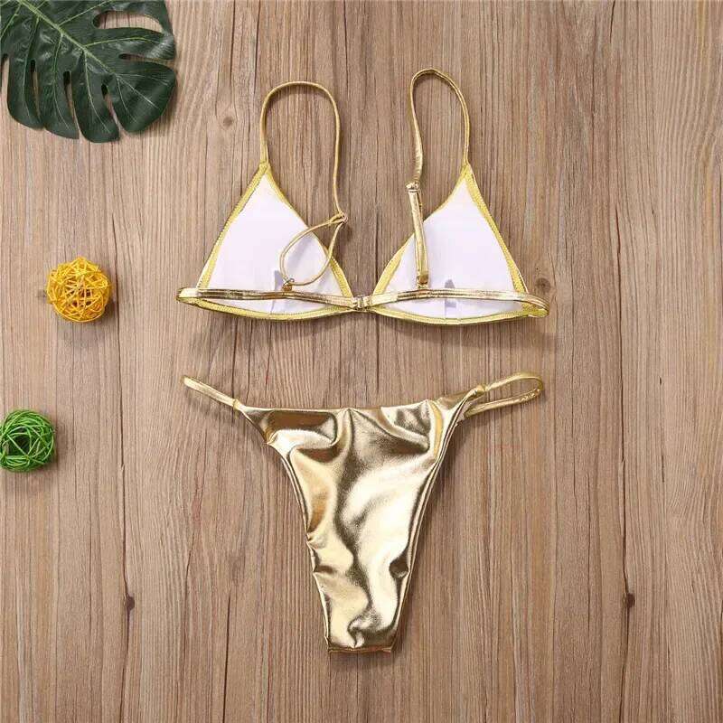 Sets Gold Color Sequins Bikini Set Push Up Padded Swimwear For Women C260207