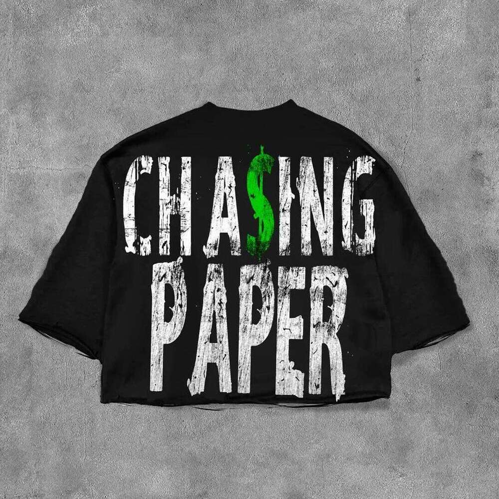 Chasing Paper Printed Graphics 100% Cotton Cropped T-shirts Men Fashion Street Hip-hop Rock Short-sleeved Women Round-neck C260207
