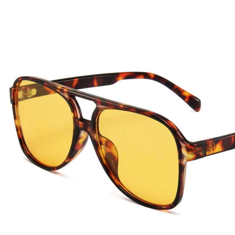 2025 Double Bridge Square Women Sunglasses Vintage Brand Big Frame Sunglass Shades UV400 Women's Black Yellow Sun Glasses Y260207