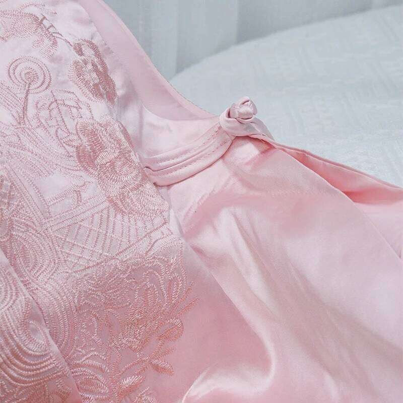 Vintage Sleeveless Vest Top New Chinese Style Pink Embroidery Stand Collar Layered Vests Autumn Temperament Women's Clothing