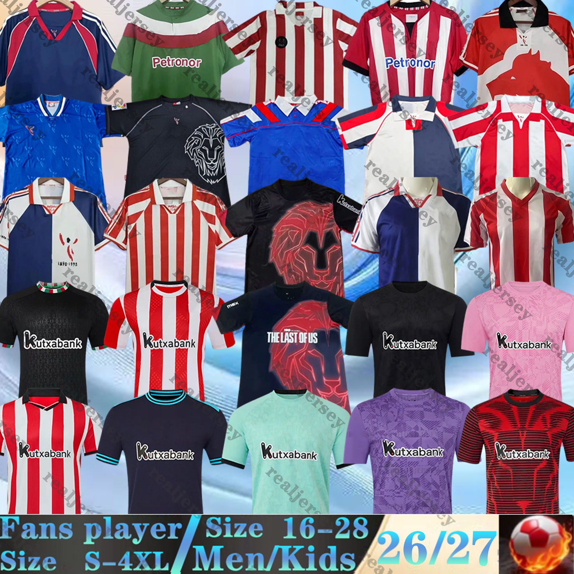 2025 2026 Bilbao Soccer Jerseys WILLIAMS JR O.SANCET retro 84 95 96 97 98 99 01 03 08 11 12 A. DJALO GURUZETA DE MARCOS J.GUERRERO VILLALIBRE 25 26 Men Kids Kit Football Shirts