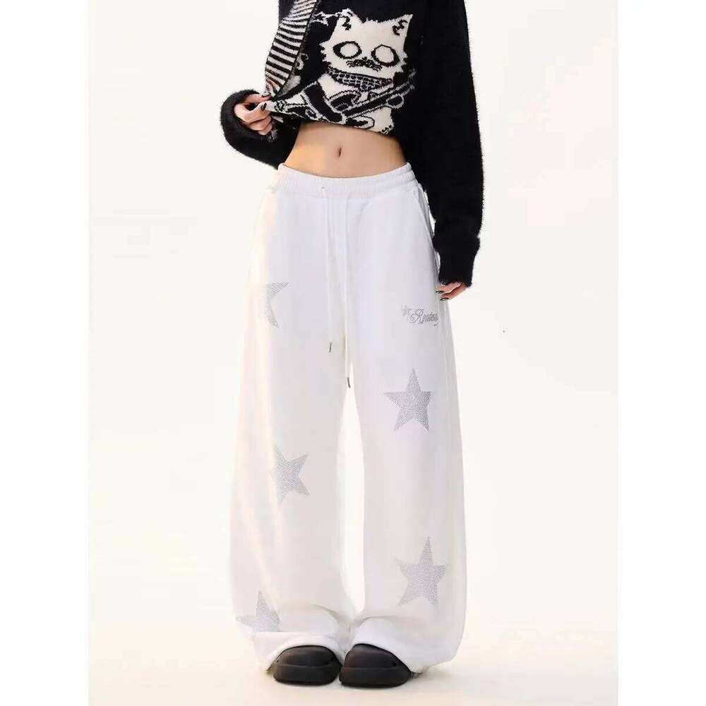 Women's Star Pattern Design Hip-hop Wide Leg Sweatpants Unisex Loose Pants Summer Y2k Bottoms Female High Waisted Baggy Trousers