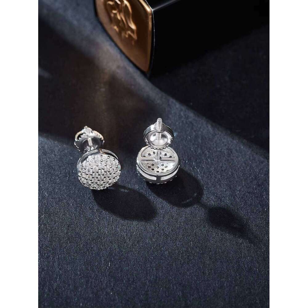 925 Sterling Silver Moissanite Diamond Stud Earrings Classic Style Screw Back With Iced Rhodium Plating Fine Jewelry