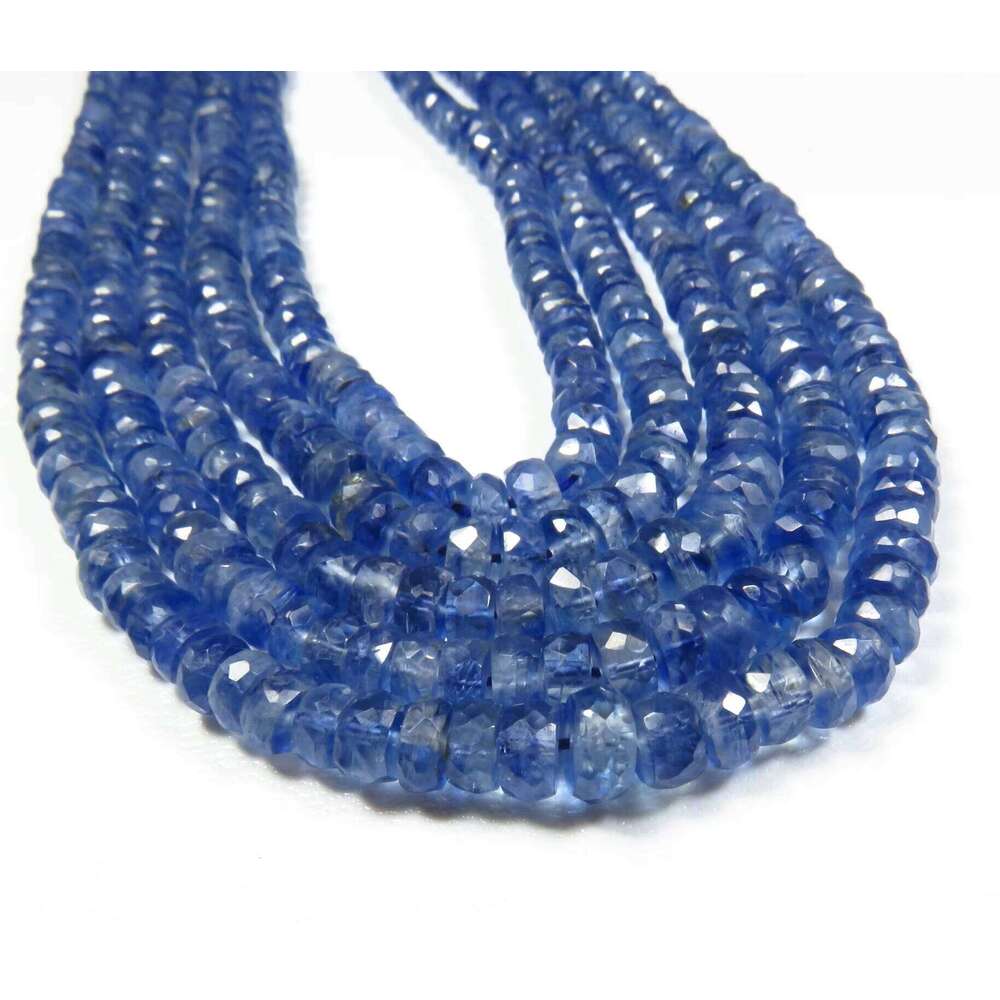 Kyanite Gemstone Faceted Rondelle Beads 3.5-6Mm Natural Blue CNAS Certified Jewelry Making 0.45-0.50Mm Hole Diameter Bh4197 NP