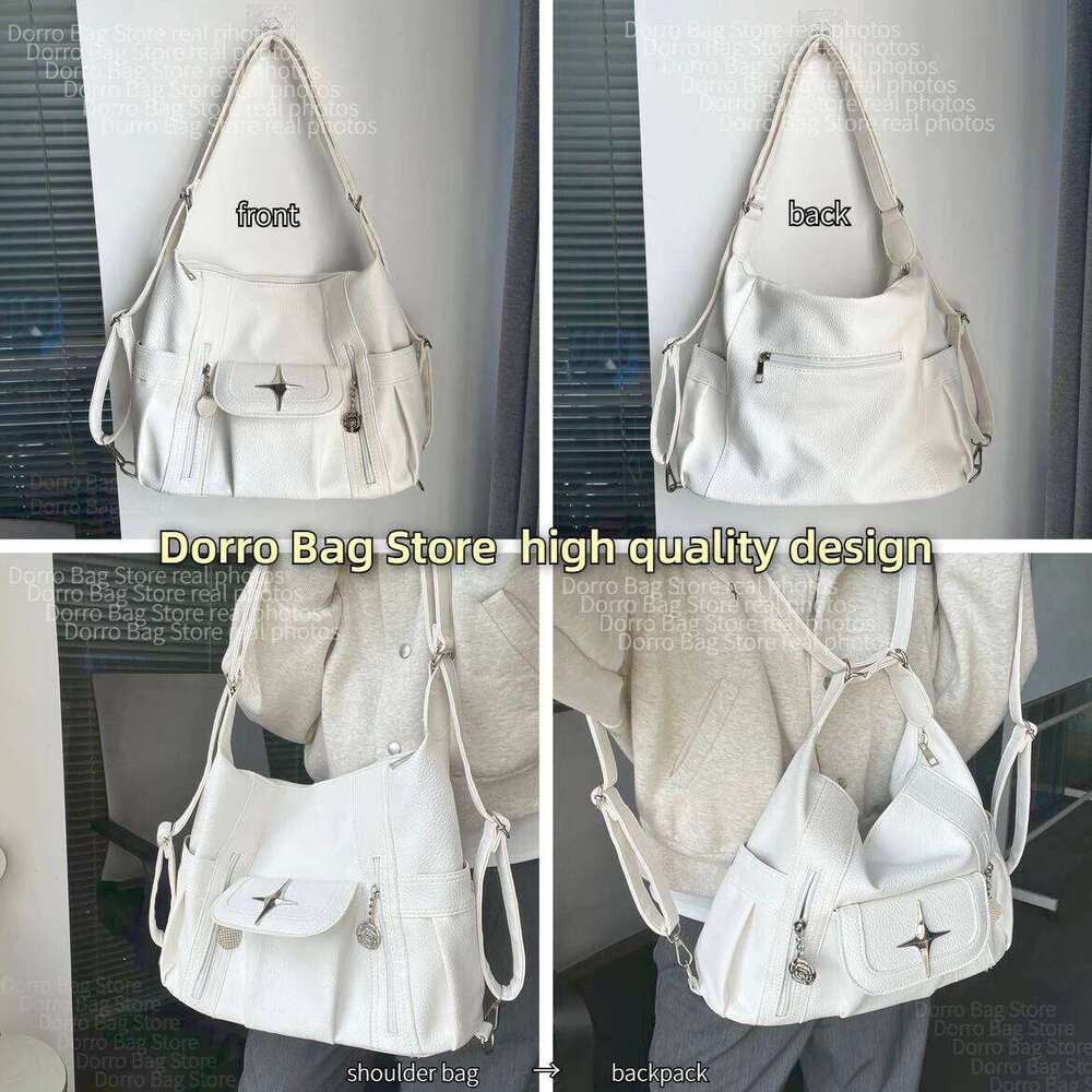 Simple Solid Color Pu Leather Women Shoulder Bag Soft Large Capacity Female Travel Backpack Sweet Cool Stars Ladies Tote Handbag C260207