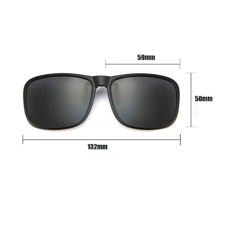 Polarized Square Men Clip On Glasses Flip-up Frames Sunglasses Covers Blue Night Vision Color Lens 2024 Y260207