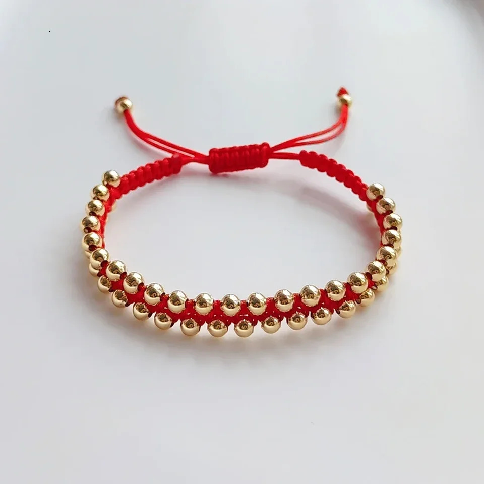 KKBEAD Handmade Braided Bracelet Jewelry for Women 4mm High Quality Gold Plated Beads Bracelets Bijoux Fashion Pulseras Femme 260202