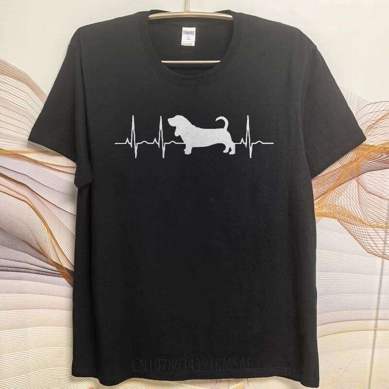 Funny t-shirt Street Wear Men Oneck tshirt Casual Dachshund Heartbeat Silhouette Design Minimalist Teeshirt Teenagers Tee shirt C260207