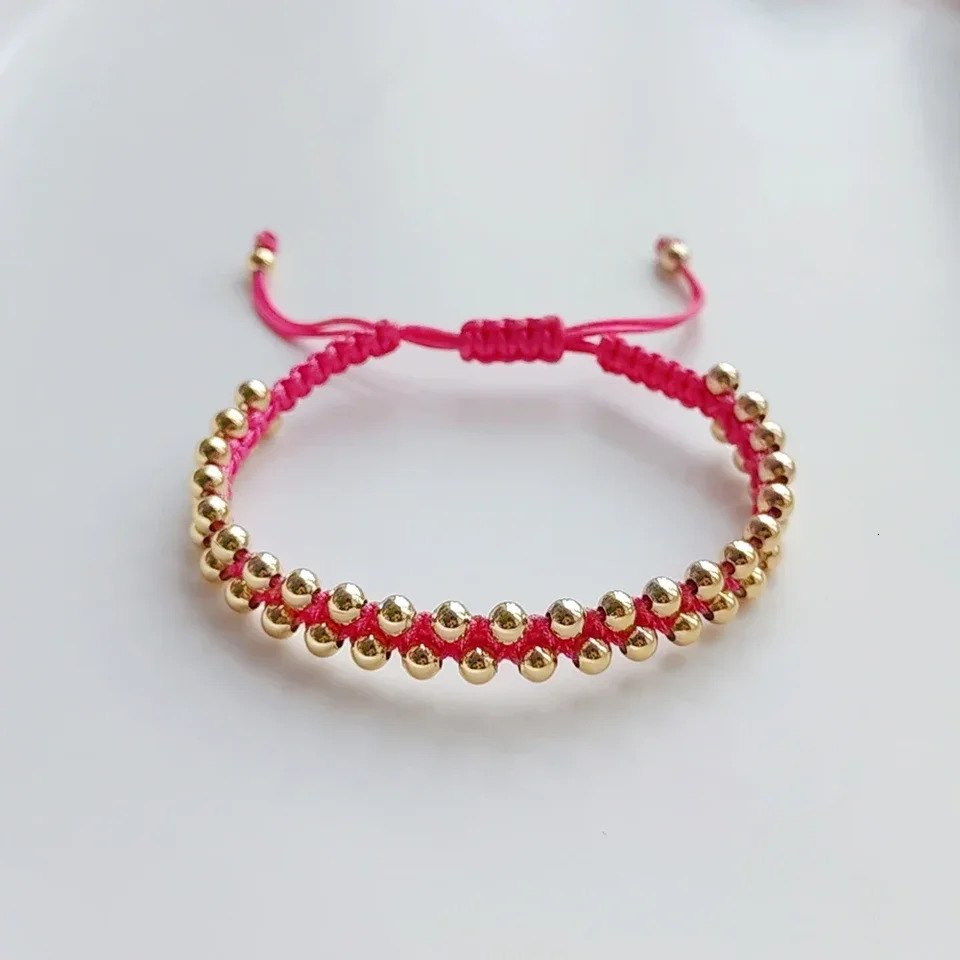 KKBEAD Handmade Braided Bracelet Jewelry for Women 4mm High Quality Gold Plated Beads Bracelets Bijoux Fashion Pulseras Femme 260202