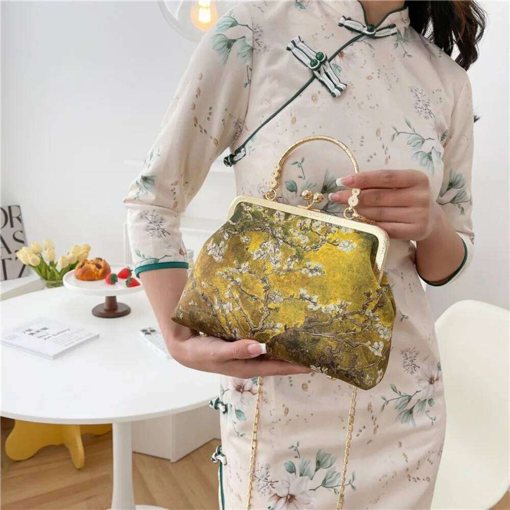 Fashion Chinese Style Banquet Embroidery Pearl Handle Qipao Bag Trendy High Capacity Handbag Women