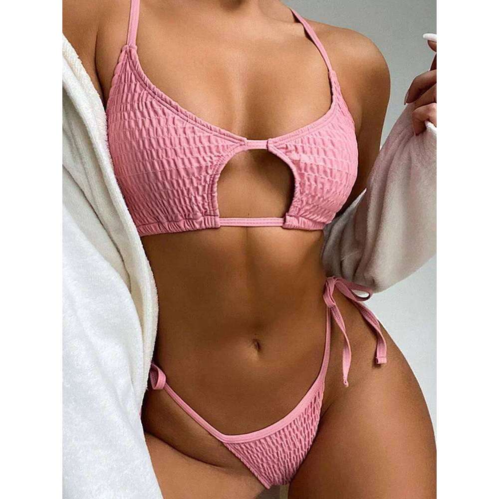 Sexy Hollow Out Micro Thong Women Swimwear Female Swimsuit Two-pieces Bikini Set Brazilian Bather Bathing Suit Swim Lady C260207