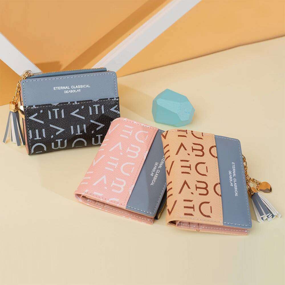 Women's Vintage Fashion Alphabet Print Purse Zipper Multi-Slot Card Bag Portable Wallet for Women Y260206