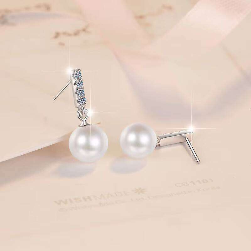 Gorgeous Fashion Full Moissanite S925 Sterling Silver Stud Earrings Pendant Certified Vvs1 Featuring Pearls & Diamonds