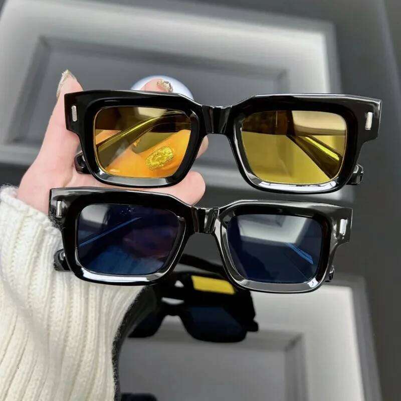 Vintage Square Sunglasses Men Women Brand Designer Rivet Sun Glasses Male Female Fashion Ocean Mirror UV400 Oculos De Sol Y260207