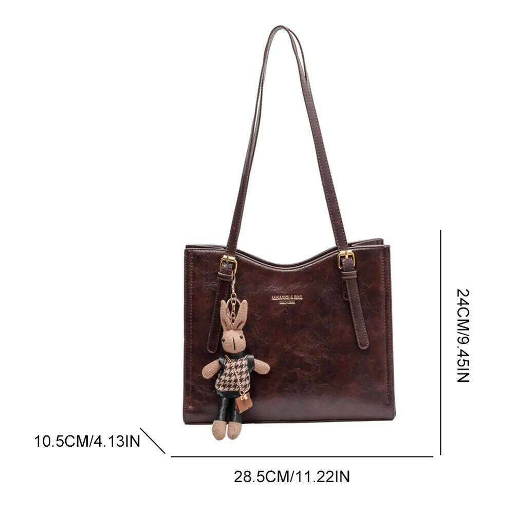 Women Vintage with Pendant Slouchy Tote Purse Large Capacity Fashion Shoulder Bag Ladies Travel Handbag C260207