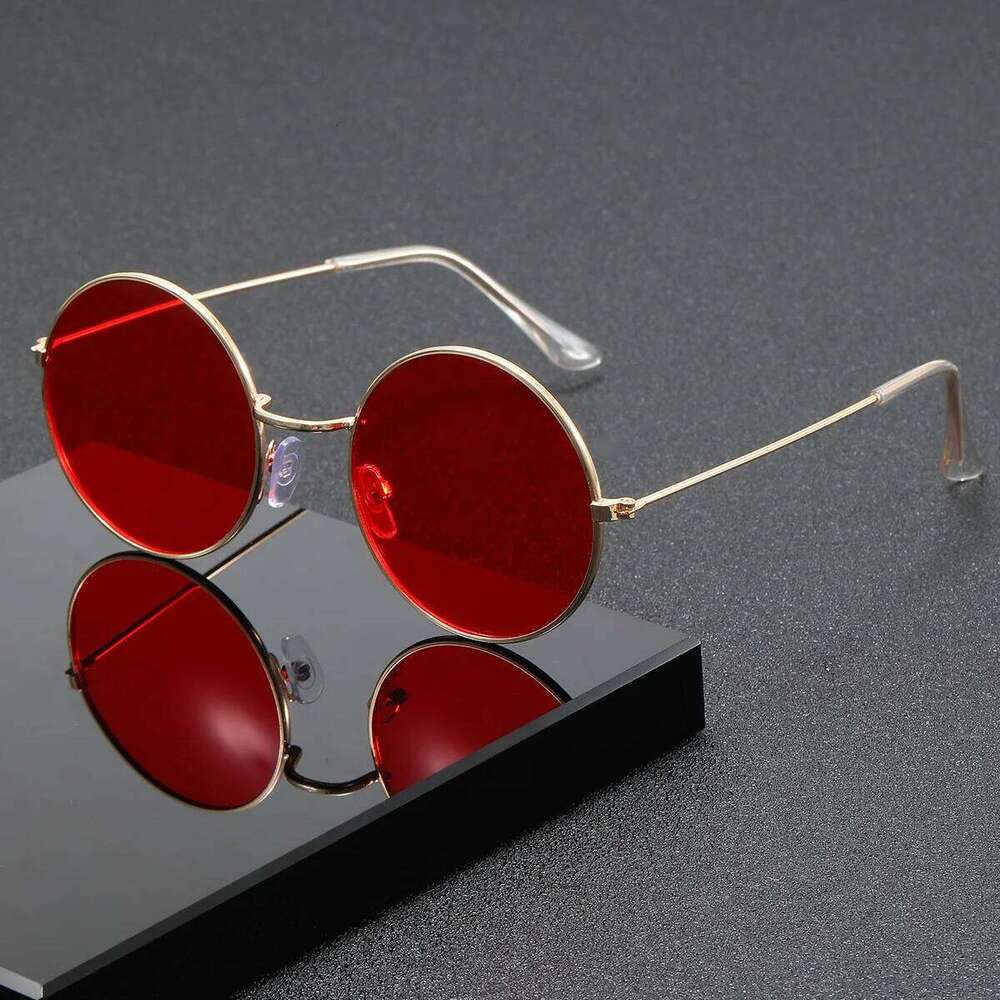 Retro Men Punk Style Sunglasses Colorful Round Metal Frame Sun Glasses Women Fashion Eyeglass UV400 Driver Eyeglasses Y260207