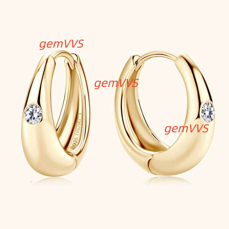 Newest Fine Jewelry Hypoallergenic 925 Sterling Silver Moissanite Hoop Earrings For Gift