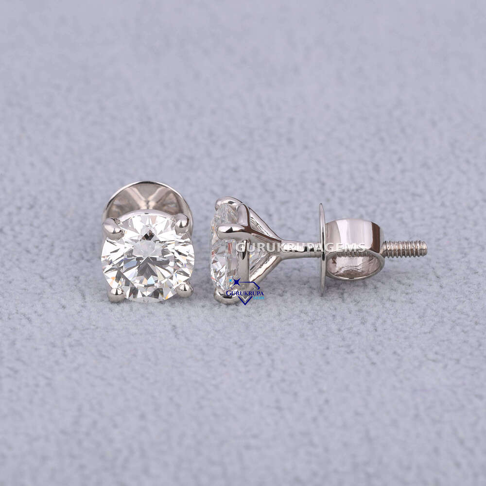 925 Sterling Silver Moissanite Diamond Round Cut Stud Earrings Stylish Fine Jewelry Men Women Trendy Design For Wedding Gift