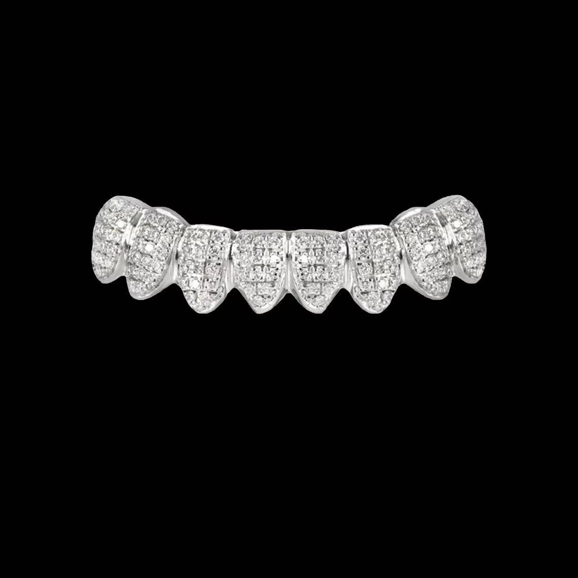 Custom 925 Sterling Silver Iced Out Grillz Diamond Teeth Top Bottom Set Hip Hop Bling Rapper Style Jewellery for Men Women