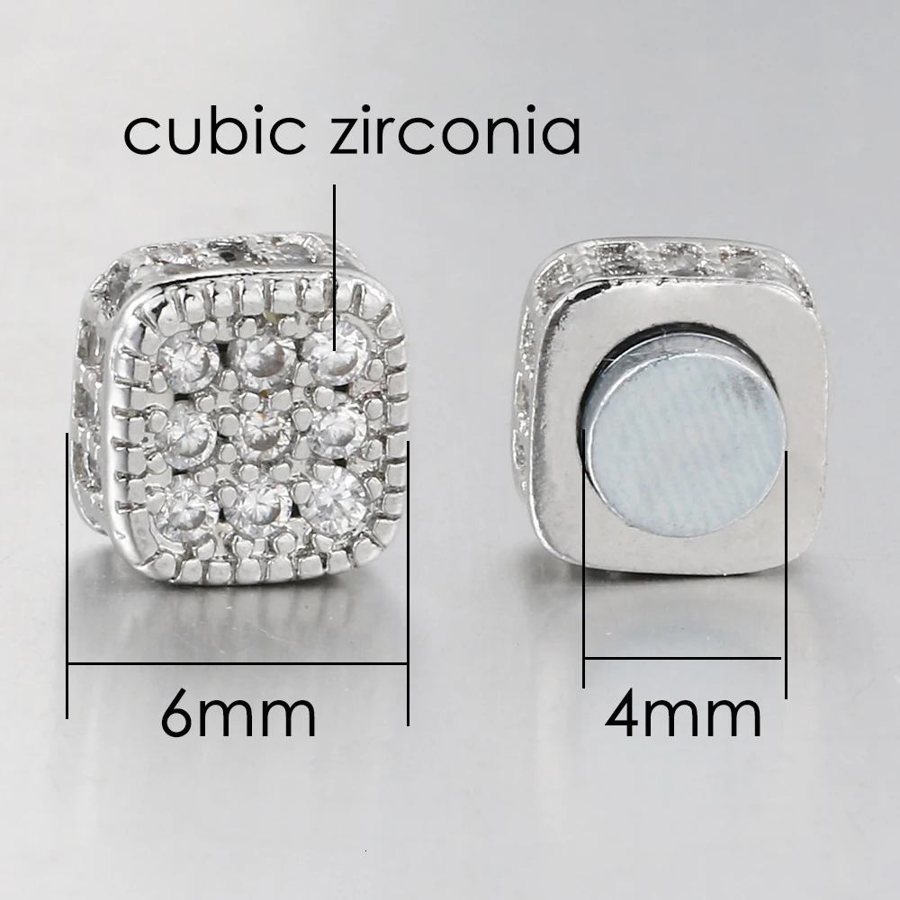 Fake Piercing Strong Magnetic Ear Clip For Men Iced Out Zircon Hip Hop Punk Silver Color Magnet Earrings Women Gifts OHE127-5 260206