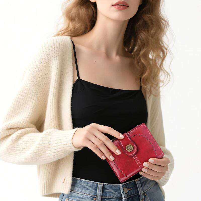 Fashionable Retro Wallet Women's Compact Zipper Multi-Functional Coin Purse Card Holder Urban Simple Style Color Daily Match Y260206