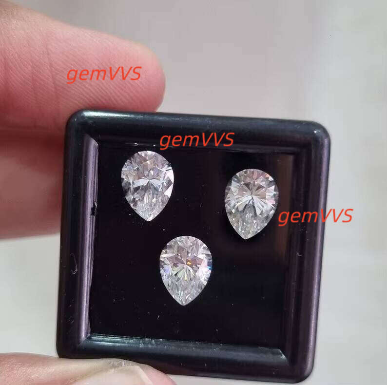 Full White Pear Shape Moissanite Diamond Earrings VVS Clarity Hip Hop Jewelry With Silver Gemstone Color